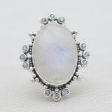Rainbow Moonstone & Iolite Silver Rings