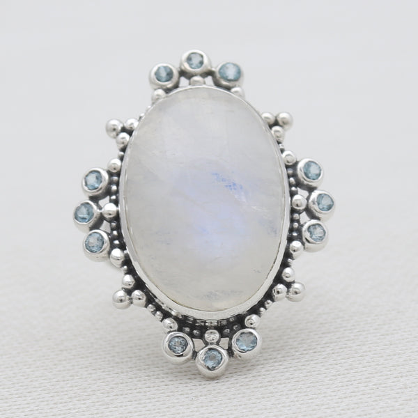 Rainbow Moonstone & Iolite Silver Rings