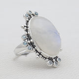 Rainbow Moonstone & Iolite Silver Rings