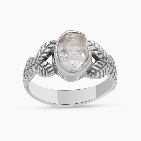 Natural Herkimer Quartz Silver Rings