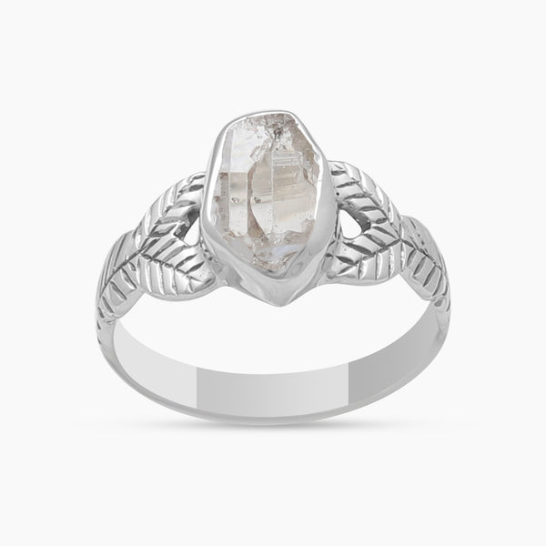 Natural Herkimer Quartz Silver Rings