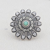 Natural Green Opal Silver Ring