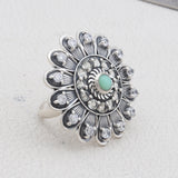 Natural Green Opal Silver Ring