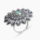 Natural Green Opal Silver Rings