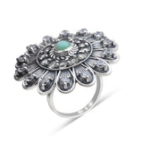 Natural Green Opal Silver Ring