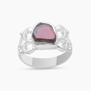 Natural Garnet Silver Rings