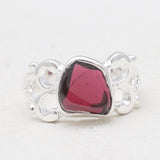 Natural Garnet Silver Rings