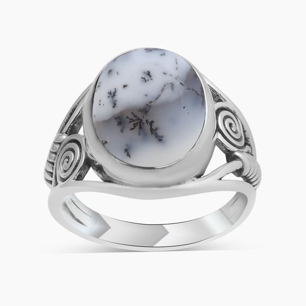 925 Silver Dendritic Opal Rings
