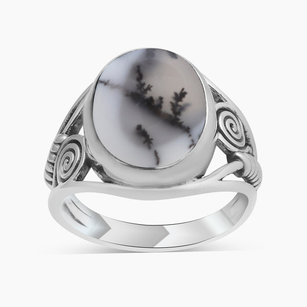 925 Silver Dendritic Opal Rings