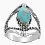Natural Boulder Turquoise Silver Rings