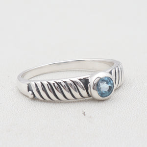 Natural Blue Topaz Silver Rings