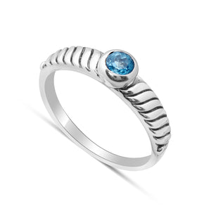 Natural Blue Topaz Silver Rings