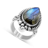 Natural Labradorite Sterling Silver Ring