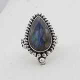 Natural Labradorite Sterling Silver Ring