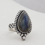 Natural Labradorite Sterling Silver Ring