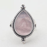 Natural Rose Quartz Silver Rings