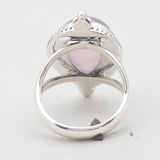 Natural Rose Quartz Silver Ring