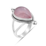 Natural Rose Quartz Silver Ring