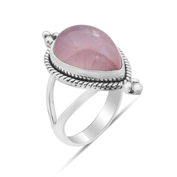 Natural Rose Quartz Silver Rings