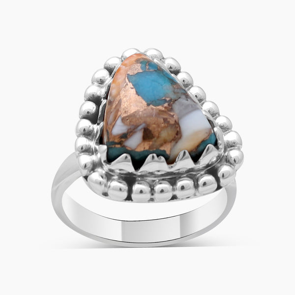 Turquoise Spiny Oyster Silver Rings