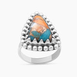 Turquoise Spiny Oyster Silver Rings