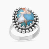 Turquoise Spiny Oyster Silver Rings