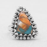 Turquoise Spiny Oyster Silver Rings