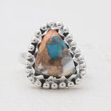 Turquoise Spiny Oyster Silver Rings