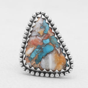 Turquoise Spiny Oyster Silver Rings