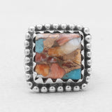 Turquoise Spiny Oyster Silver Rings