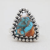 Turquoise Spiny Oyster Silver Rings
