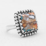 Turquoise Spiny Oyster Silver Rings