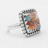 Turquoise Spiny Oyster Silver Rings