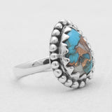 Turquoise Spiny Oyster Silver Rings