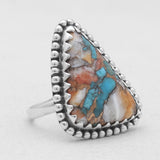 Turquoise Spiny Oyster Silver Rings