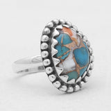 Turquoise Spiny Oyster Silver Rings