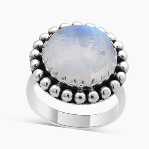 Rainbow Moonstone Silver Rings