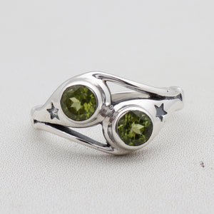 925 Silver Natural Peridot Ring