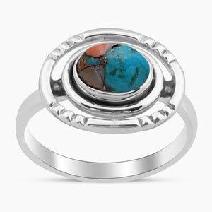 Turquoise Spiny Oyster Silver Rings