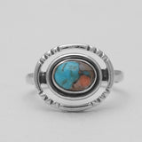 Turquoise Spiny Oyster Silver Rings