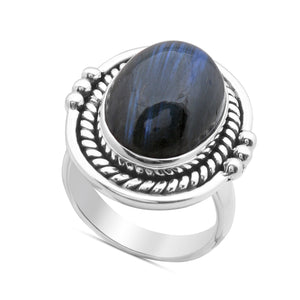 Natural Labradorite Silver Ring