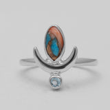 Turquoise Spiny Oyster Silver Rings