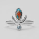 Turquoise Spiny Oyster Silver Rings