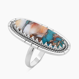 Turquoise Spiny Oyster Silver Rings