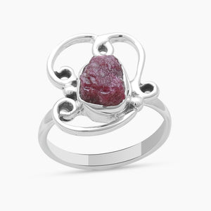 Natural Ruby Silver Rings