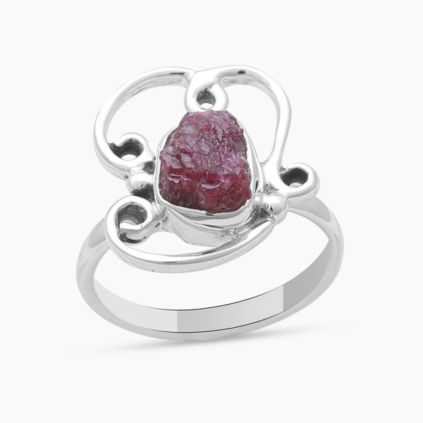 Natural Ruby Silver Rings