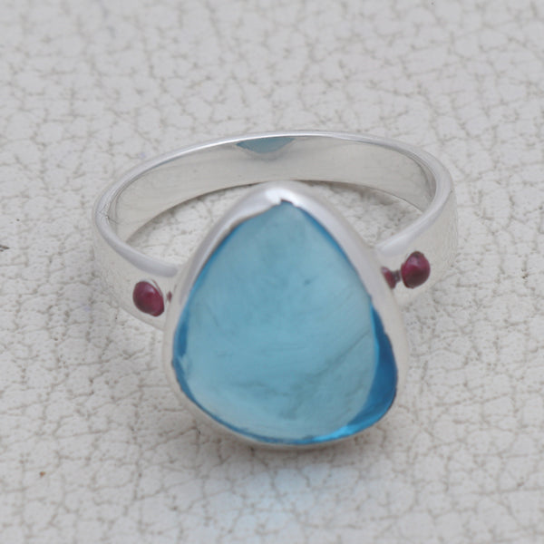 925 Sterling Silver Blue Topaz Ring