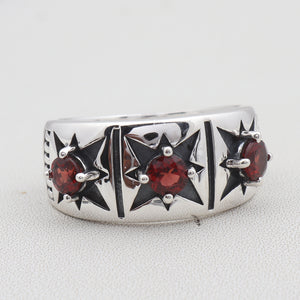 925 Silver Natural Garnet Ring