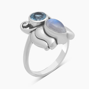 Rainbow Moonstone Silver Rings