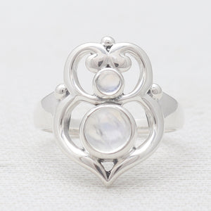 Rainbow Moonstone Silver Rings